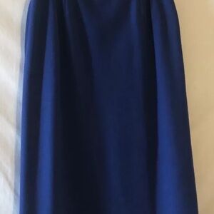 Vtg Bleyle Womens 12 29" Waist Royal Blue Virgin Wool Midi Pull On Skirt Pockets